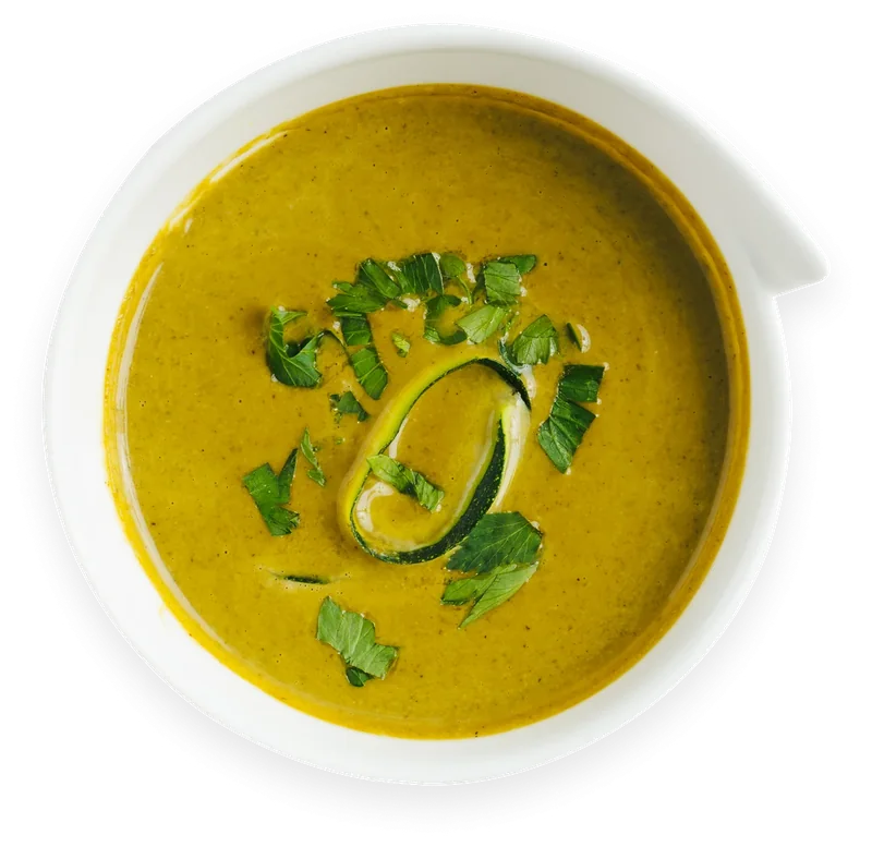 Sopa cremosa com coentros